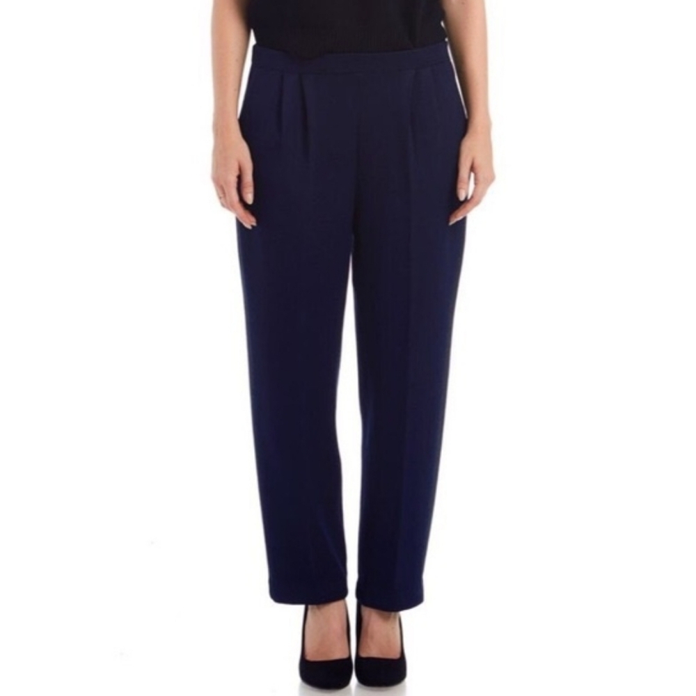 St John Collection By Marie Gray Knit Pleat Front Navy Pants Women's Size 8